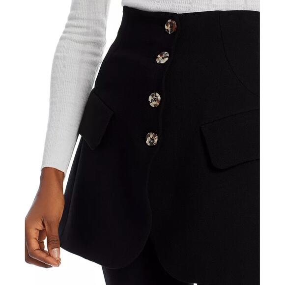 Women's A.W.A.K.E. MODE Skirted Ponte Overlay Flare Pants size 42 in Black Glam - Picture 8 of 8